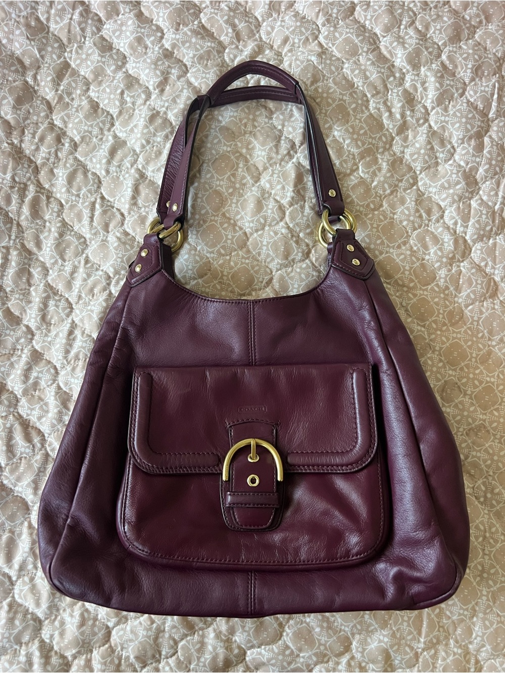 Leather Shoulder Bag in Deep Burgundy